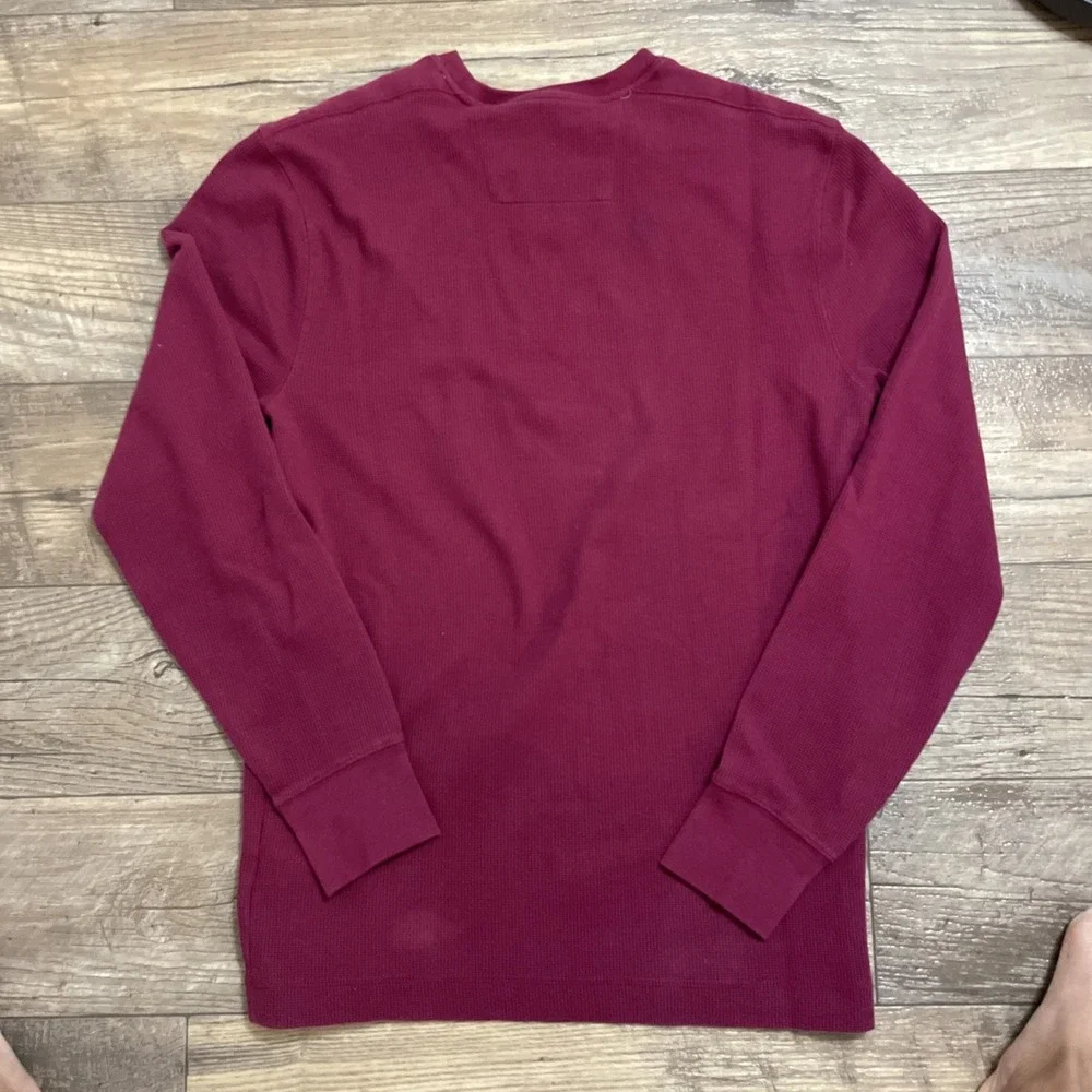 Banana Republic Waffle Long Sleeve T Shirt Sz M‎ Men's Raspberry Red